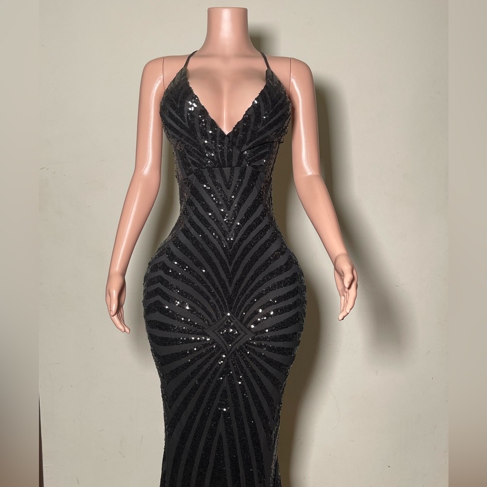 Black sequin maxi dress